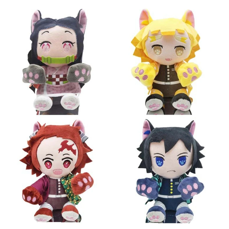 

20Cm Japan Anime Demon Slayer Doll Kimetsu No Yaiba Kamado Tanjirou Nezuko Zenitsu Kyoujurou Figurine Plush Kids Toy Gift