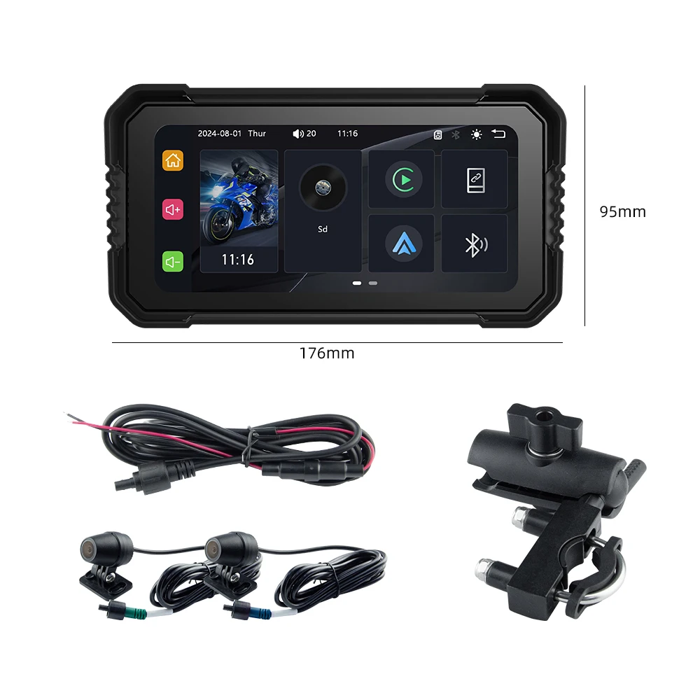 Bluetooth5.0 Motorcycle Navigation CarPlay IP67 Waterproof Wireless Carplay Display Screen Motorcycle Android Auto Monitor (art.: 3920ca736fe65) - 3920ca736fe65