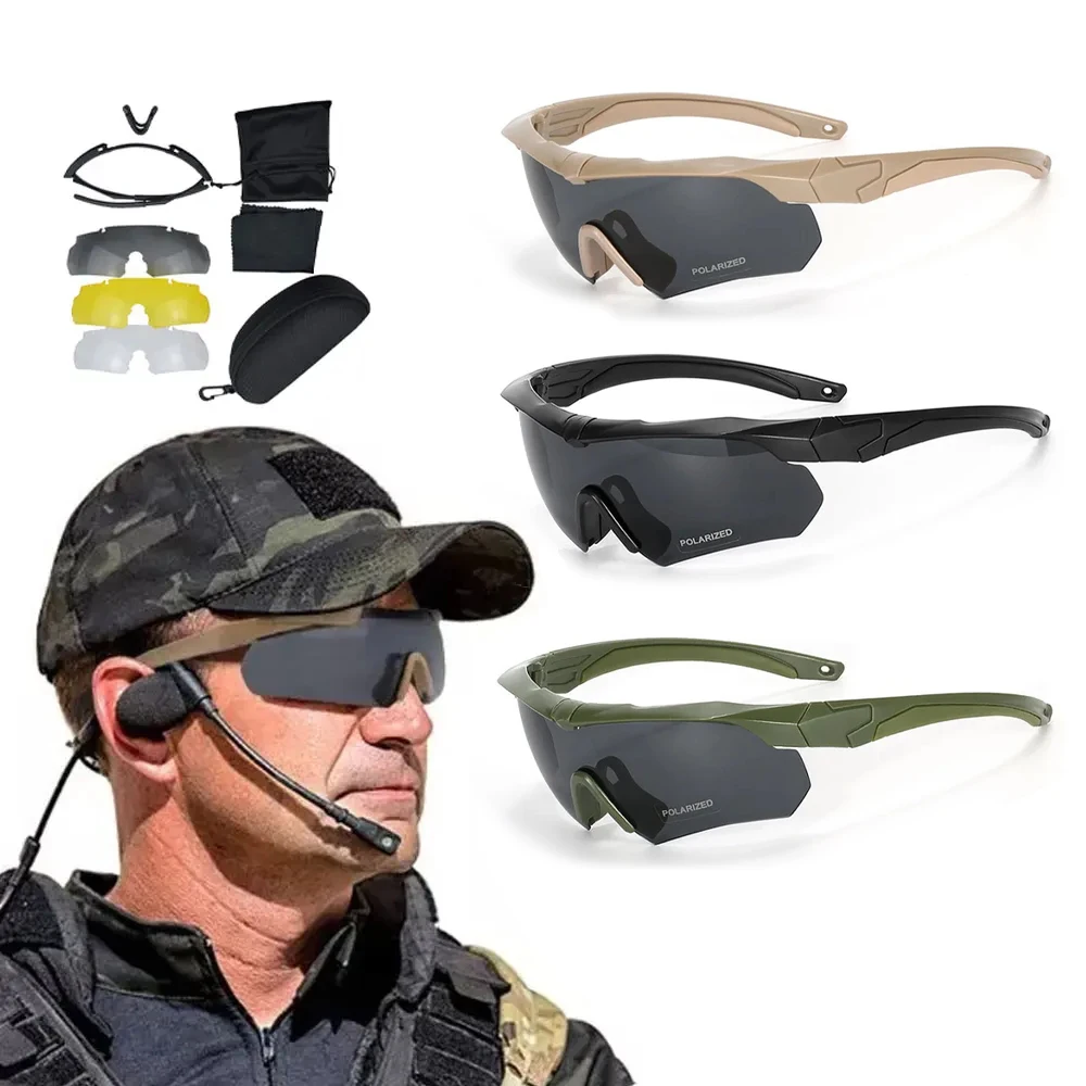 Поляризованные тактические очки с 3 линзами для скалолазания стрельбы спорта на