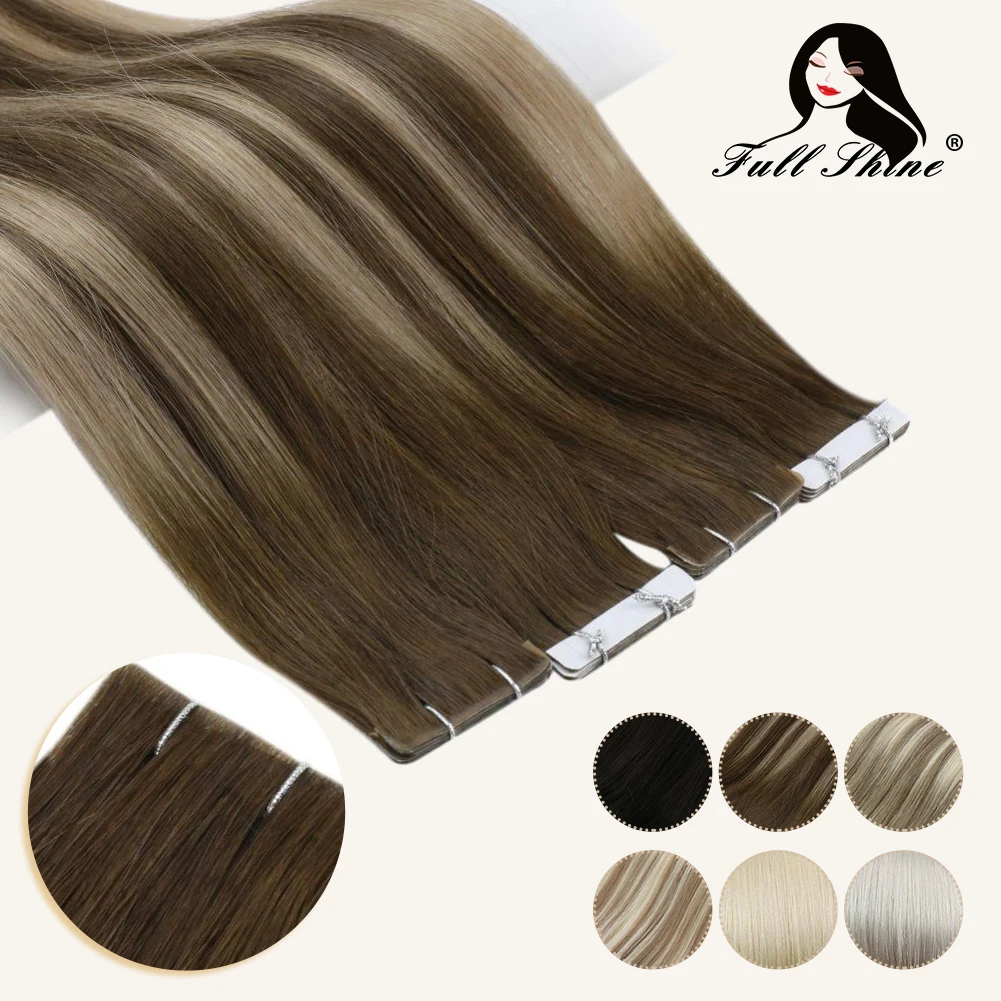 Full Shine Invisible Seamless Injection Tape in Human Hair Extensions Brown Color Virgin Real Tape Hair Extensions Long Lasting