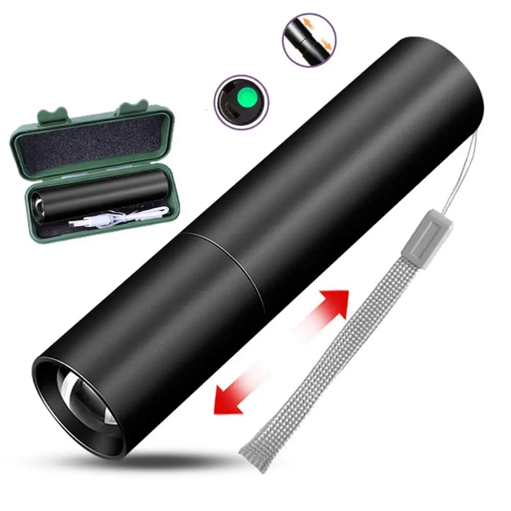 

Telescopic Zoom Torch Rechargable Mini LED Powerful Flashlight Outdoor ​Zoom Portable 3 Lighting Modes Waterproof Torch Light