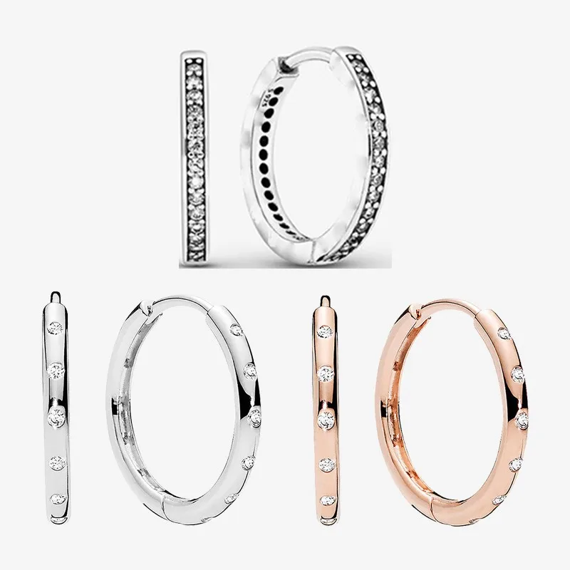 

Authentic S925 Sterling Silver Glittering Logo Cz Earrings Women's Fashion Silver Earrings Jewelry Gifts