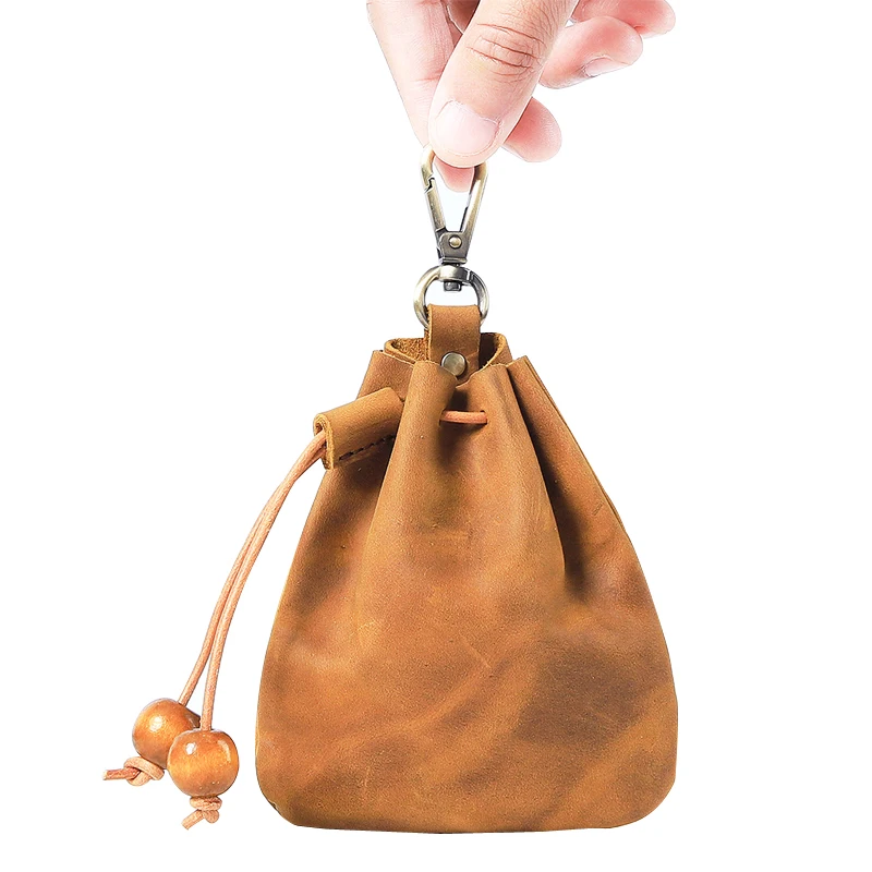 

Mini Portable Genuine Leather Storage Bag Organizer Handmade Nature Cowhide Stationery Holder Pouch Case