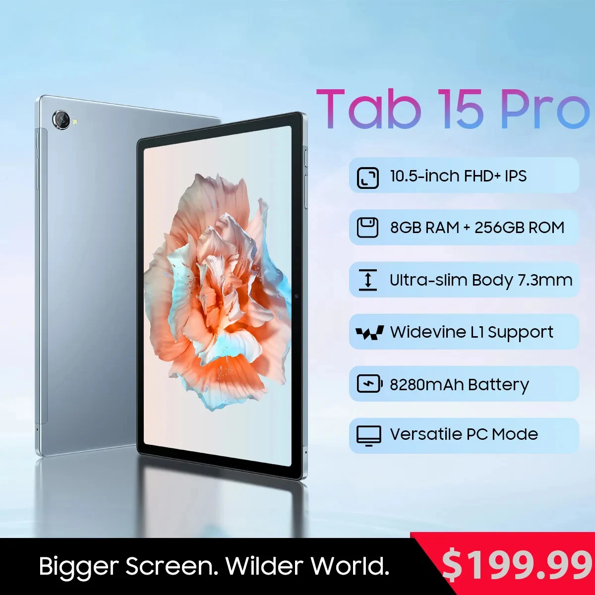 

【World Premiere 】Blackview Tab 15 8GB+128GB Tablet Android Pad Octa core Unisoc T610 8280mAh 10.51'' FHD+ Display 13MP Camera
