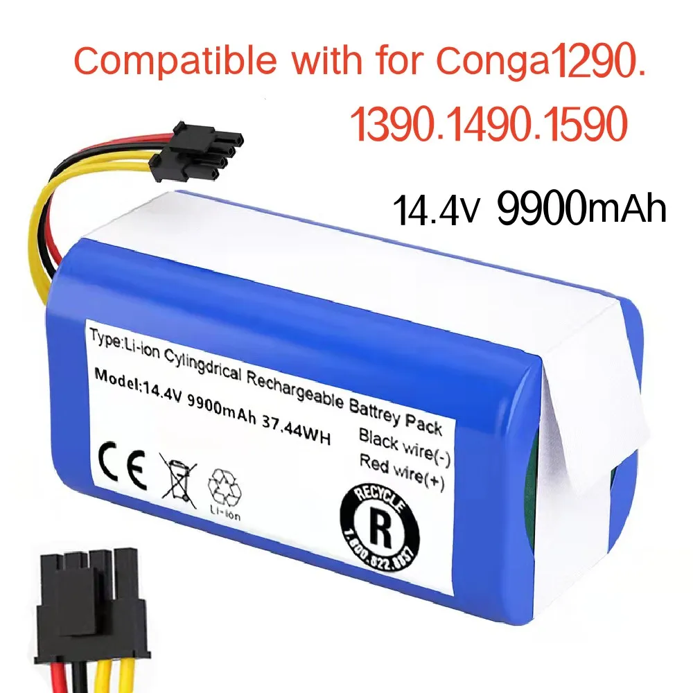 

Литий-ионный аккумулятор нового типа 14,4 В 12800 мАч. Для фотоаппарата Cecotec Conga 1290 1390 1490 Φ. Gutrend Echo 1590