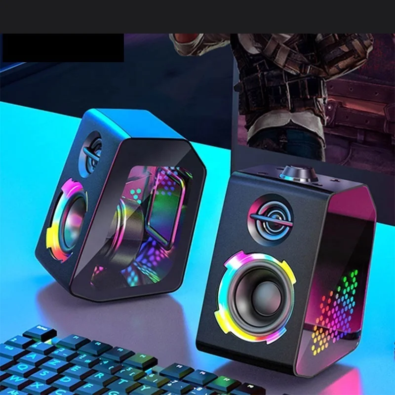 

2023 2023 Computer Speakers For PC Desktop Computer Laptop With Subwoofer LED Colorful Lighting Home Theater System USB Wired
