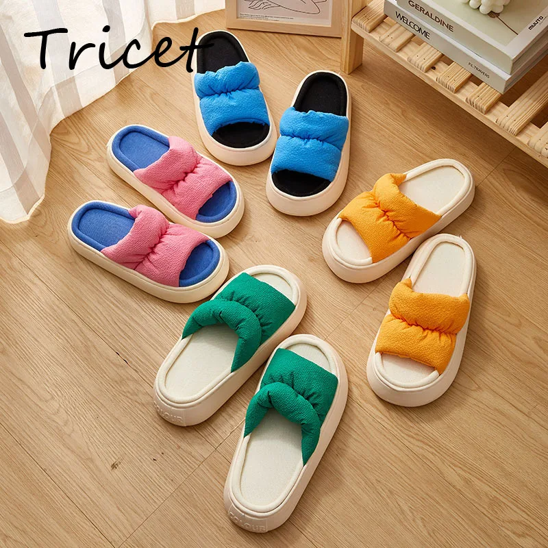 Тапки женские хлопковые для дома мягкая подошва шлепанцы роскошные модные