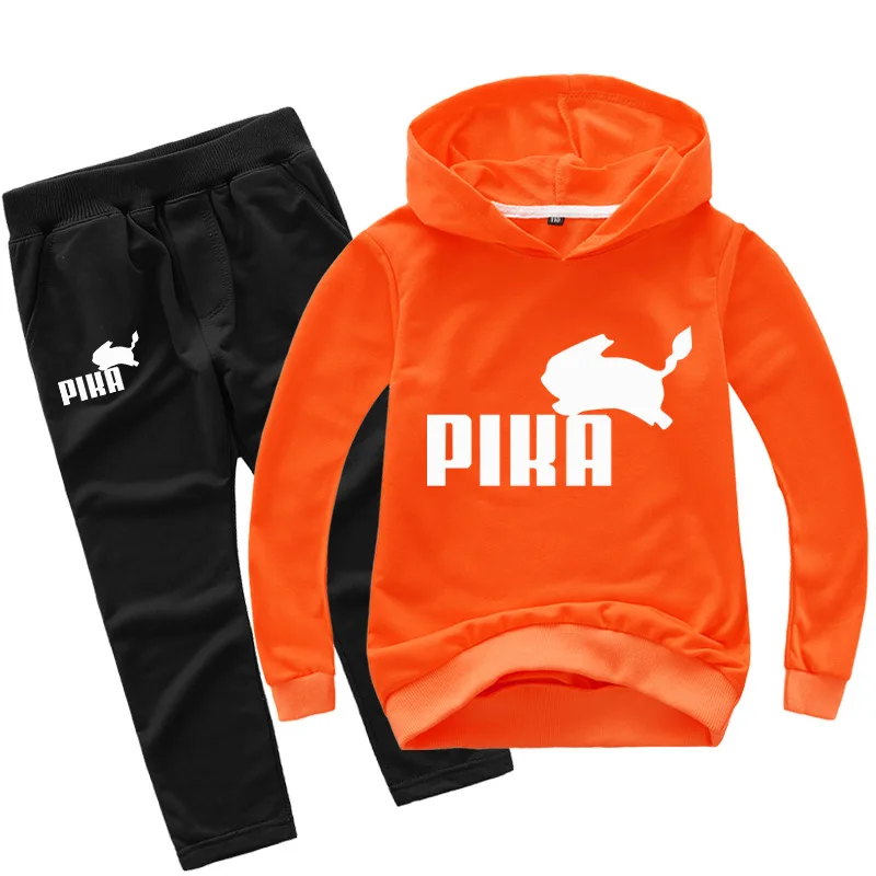 New Fashion Lovely Squirrel Hoodie Kids Anime Logo Print Boys Hoodies Jogging Pants 2pcs Set Girls Sweatshirts Children Clothing