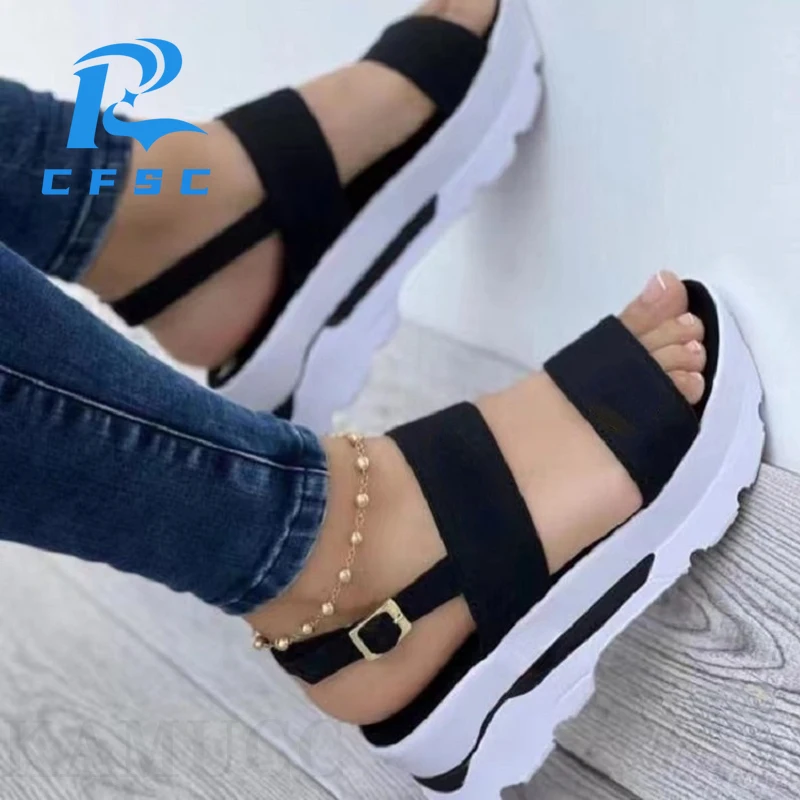 

Women Sandals 2022 New Heels Woman Platform Wedges Shoes Ladies Summer Sandals Buckle Non-slip Beach Sandals Plus Size 43