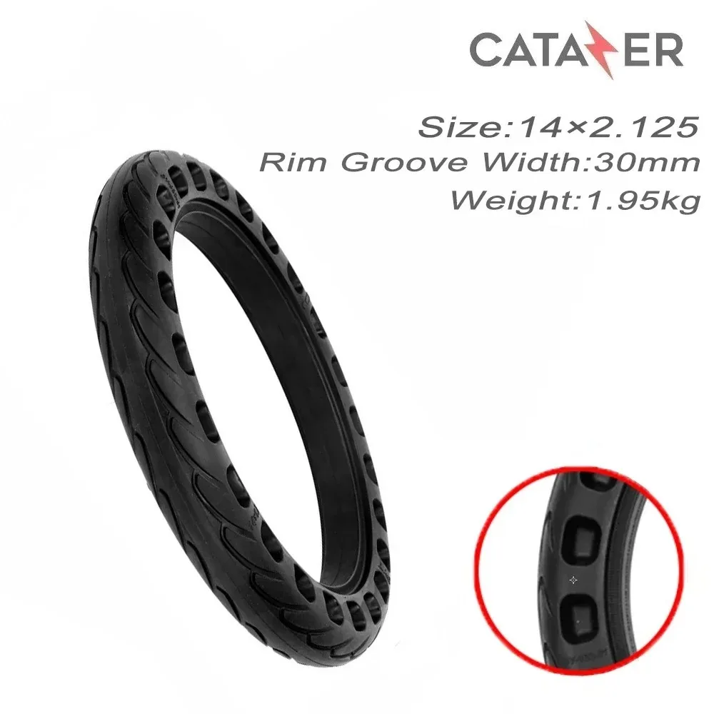 Однотонная шина CATAZER для электровелосипеда 14x125/1.. 95 безвоздушная с Сотами