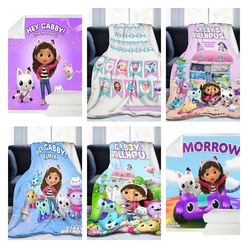 

Gabby's Dollhouse Gabby Cats Throw Blankets Plaid Bed Cover Bedspreads gaby y la casa de muecas Blanket Children Gifts