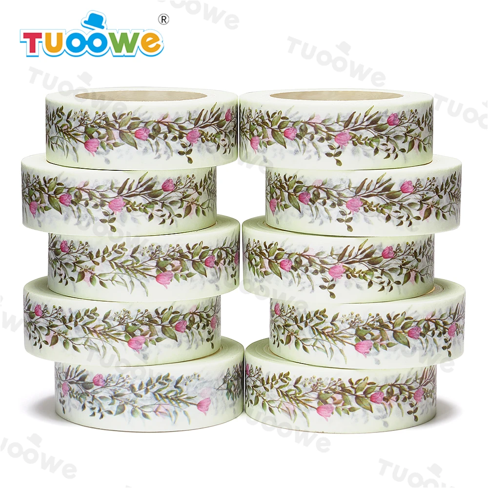 

NEW 10pcs/Lot 15mm x 10m Floral Hand Drawing Seamless Scrapbook Paper Masking Adhesive Washi Tape washi tape set designer mask