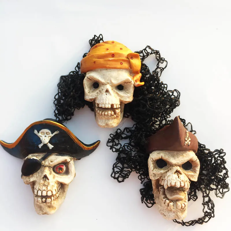 

Caribbean Skull Pirates Fridge Magnetic Stickers Creative Home Decor Children Toys Resin Fridge Magnets Message Board Stickers