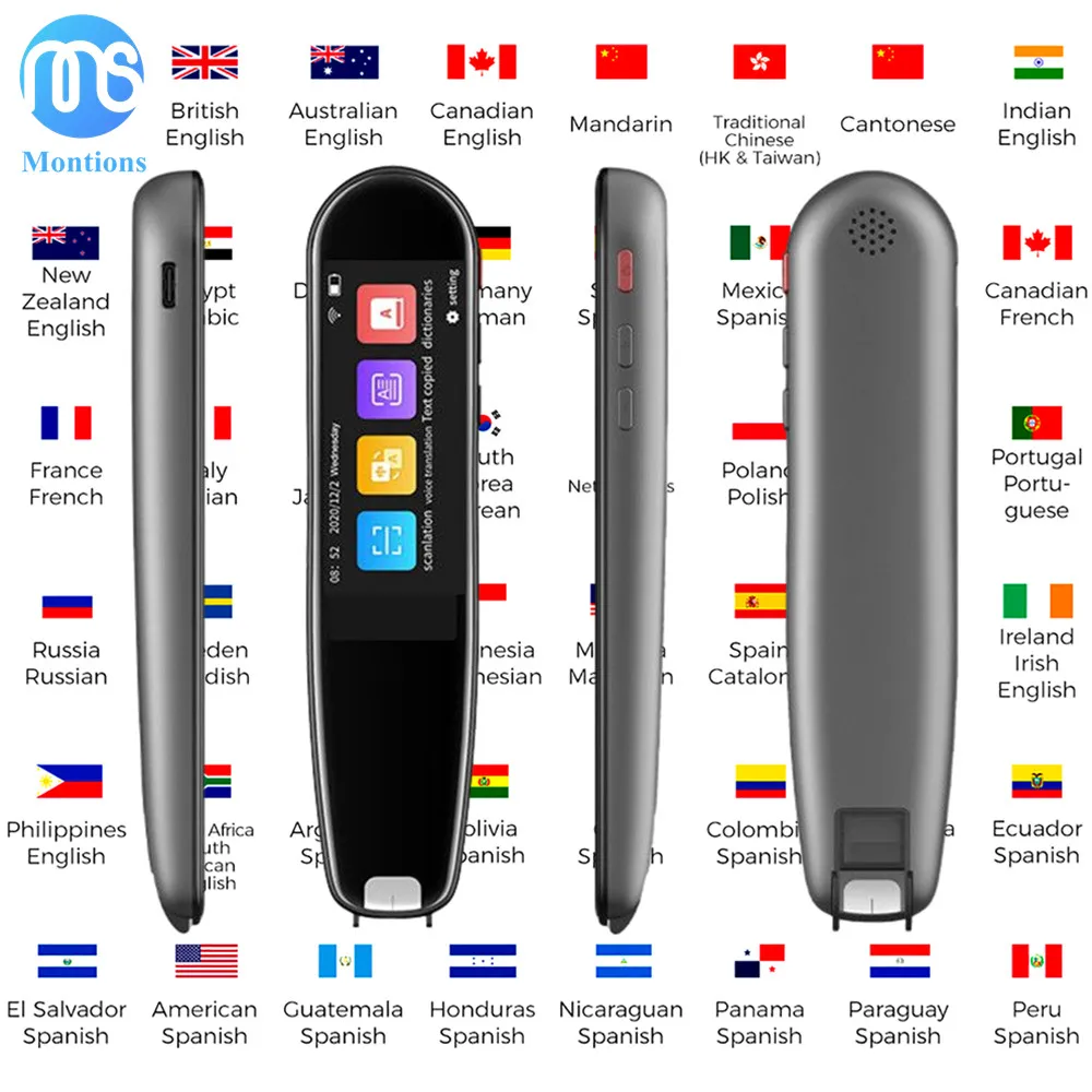 Montions Portable Two-way Voice Translation Pen 112 Languages Translation Instant Text Scanning Reading Translator Device