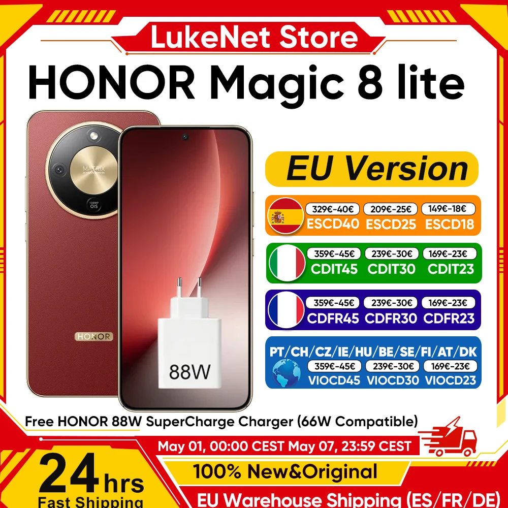 Smartphone HONOR Magic 8 Lite 5G EU, Snapdragon 6 Gen 4, 108 MP, 7500 mAh, IP69K