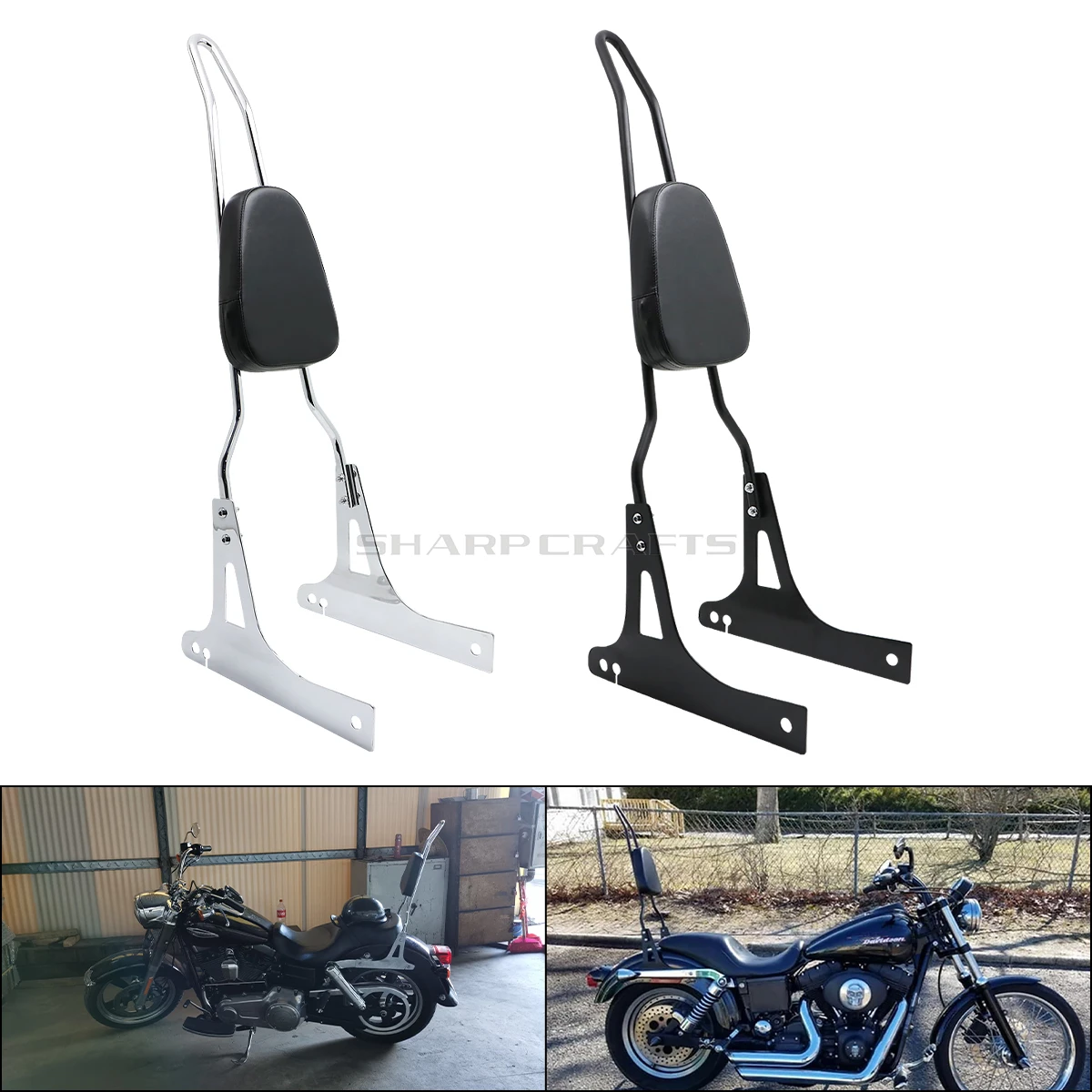 Фото Мотоциклетная спинка с шипами и шипами для пассажирской спинки для Harley Dyna Fat Bob Street Bob Super Glide Custom Low Rider FXDC FXDL №1