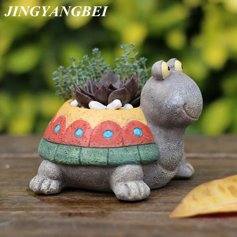 

Resin Animal Tortoise Flower Pot Artificial Plants Vase Succulent Planter Bonsai Cactus Home Wedding Decoration Balcony Craft