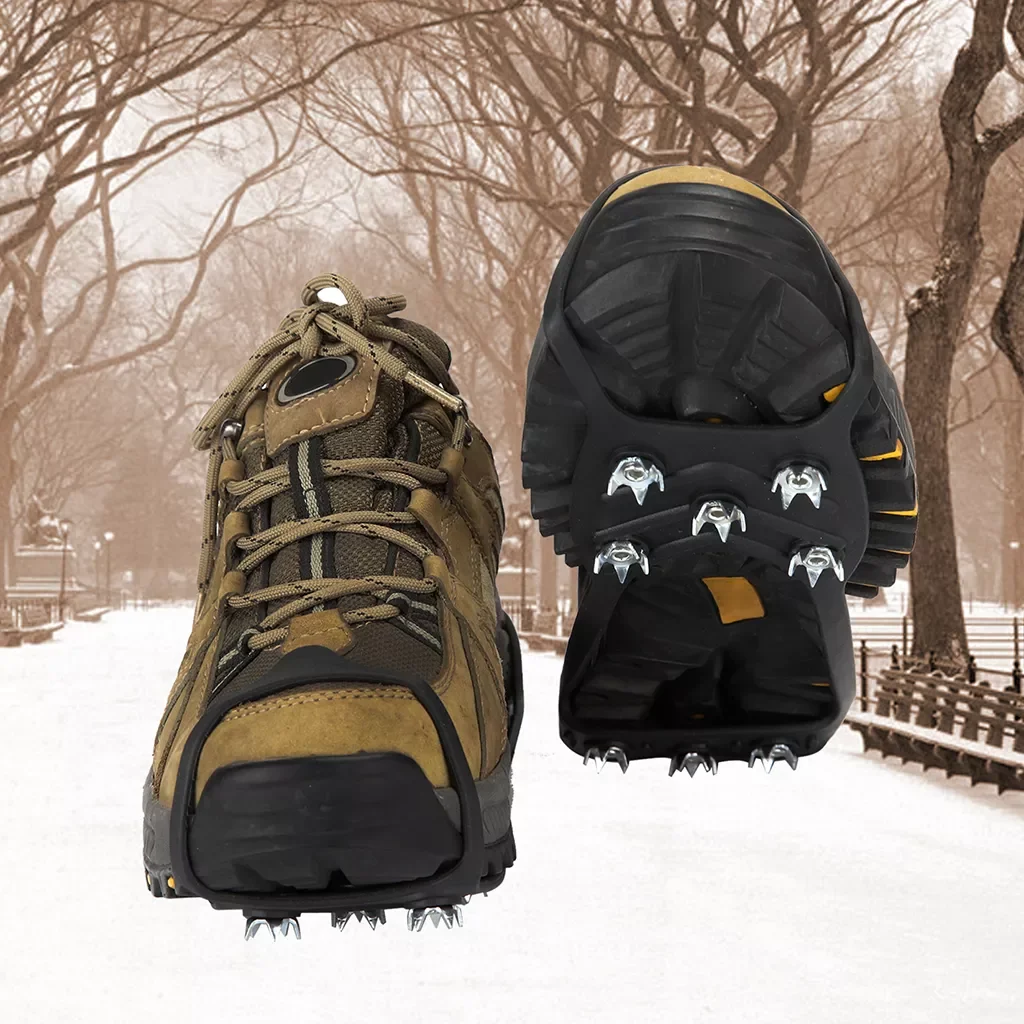 Pair Anti-slip 8 Teeth Ice Grips Cleats Shoes Cover Snow Ice Climbing Shoe Spikes for Walk on Ice Snow and Freezing Mud Ground