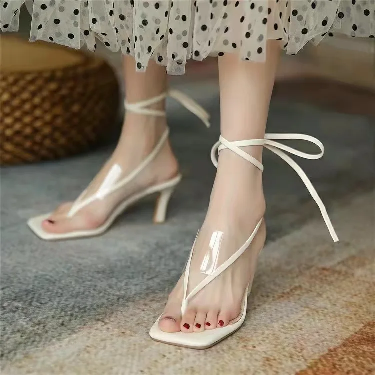 

Женские босоножки на шпильке, черные шлепанцы с ремешком на щиколотке, на платформе и высоком каблуке, бежевые, лето 2022