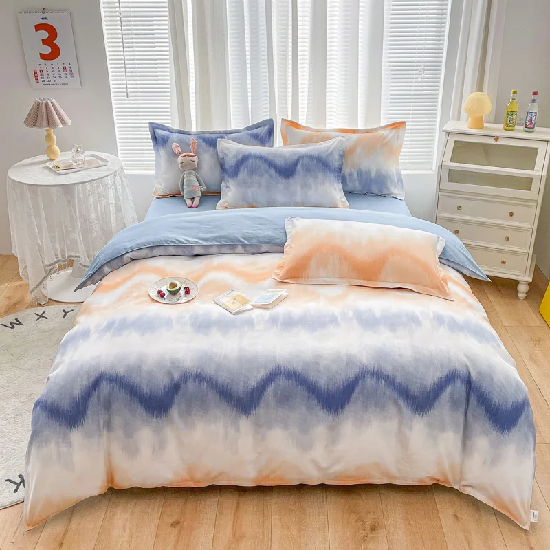 

Bedding Set Cotton Four-piece High-density Brushed Three-piece Bedsheets Set with Pillows Case Duvet Cover Double Bed Linens