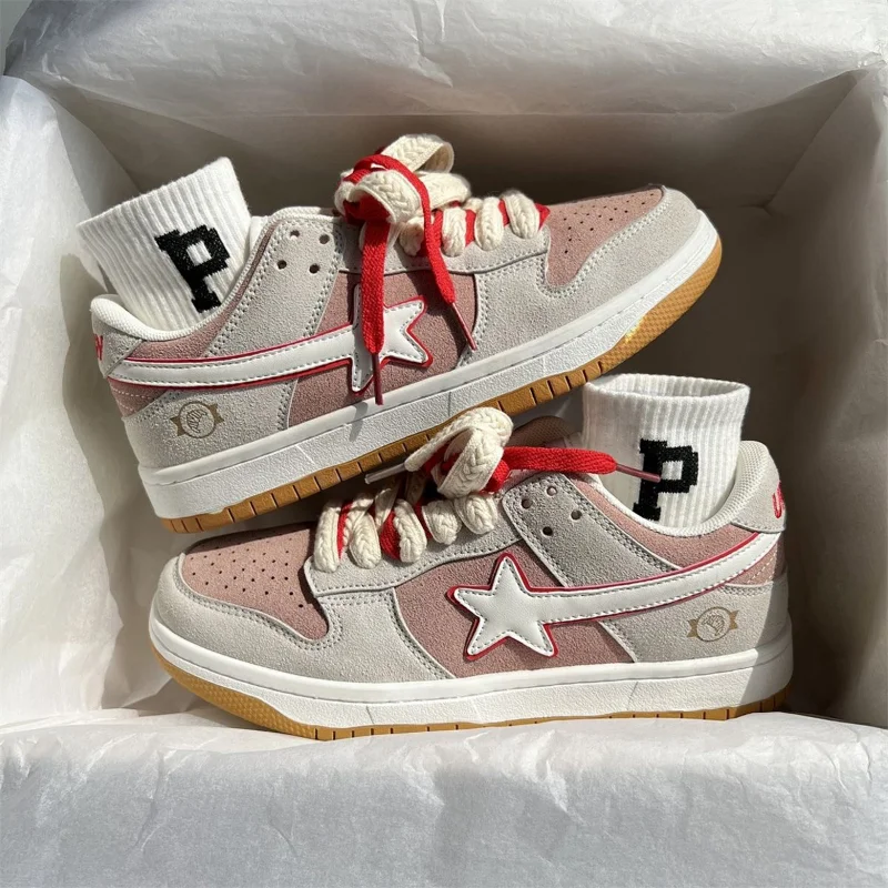 SHANPA Green Fashion Summer Women Sneakers Star Pattern Flat Vintage Casual Shoes Breathable Vulcanized Lace-Up Ladies Shoes New