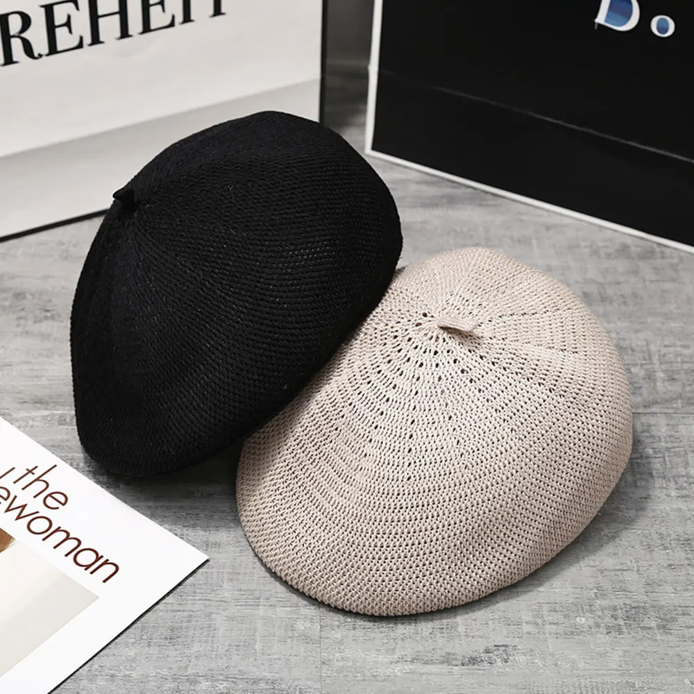 

Casual Beret Hat Cap Breathable Mesh Cap Rento Newsboy Style Adjustable Summer Fashion Solid Color Hat For Women