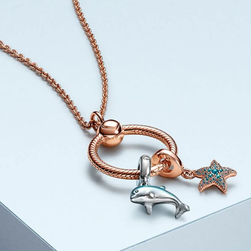

2020 New Summer Original High-quality S925 Sterling Silver Flashing Dolphin Fashion Necklace Pendant Diy Female Luxury Gift