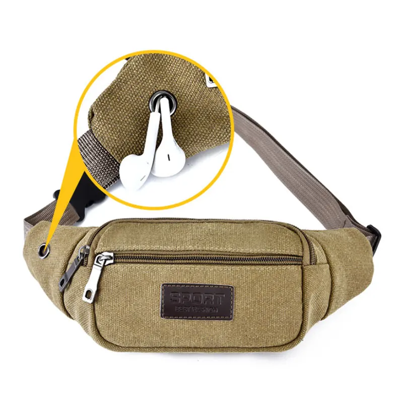 

Sports Waist Bag Casual Canvas Hidden Anti-theft Chest Bag Outdoor Running Unisex Travel Messenger Bag Waist Bag Running Bag