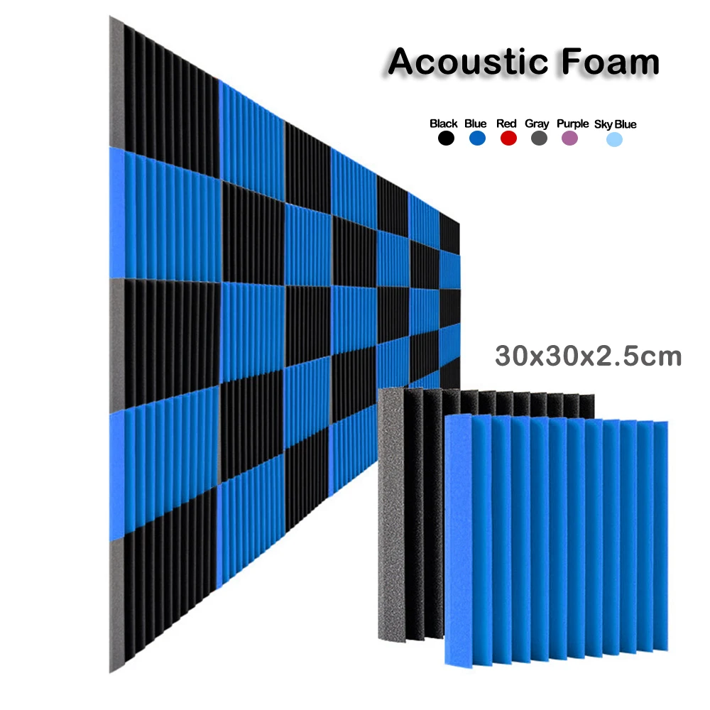 

12/24Pcs 12" X12"X1" Acoust Foam Panel Studio Soundproof Sponge Sound-Absorbing Noise Protective Foam KTV Room Treatment Panel
