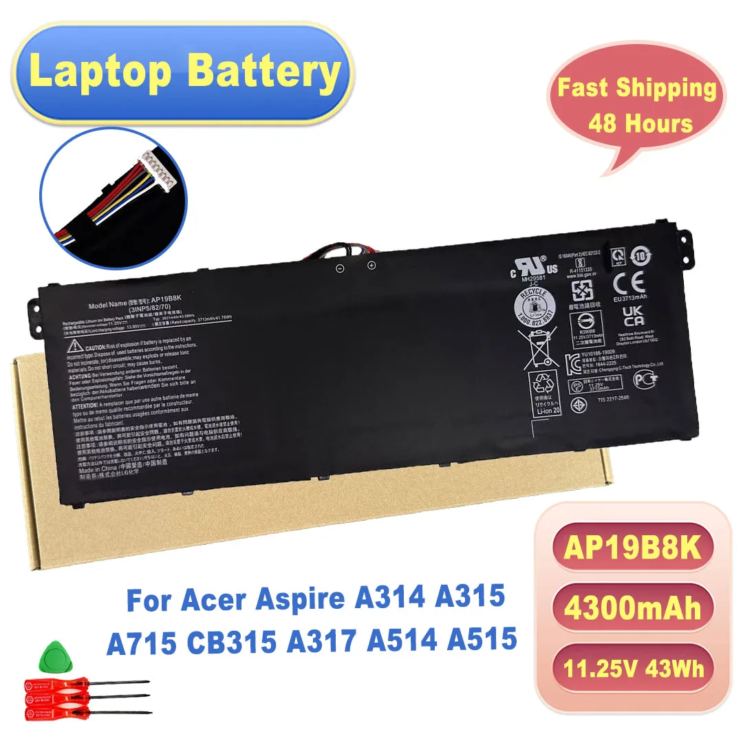 Фото Высококачественный новый аккумулятор AP19B8K AP19B5K 11.25V 43Wh 4300mAh для Acer Aspire A314 A315 A715 CB315 A317 A514 A515 №1