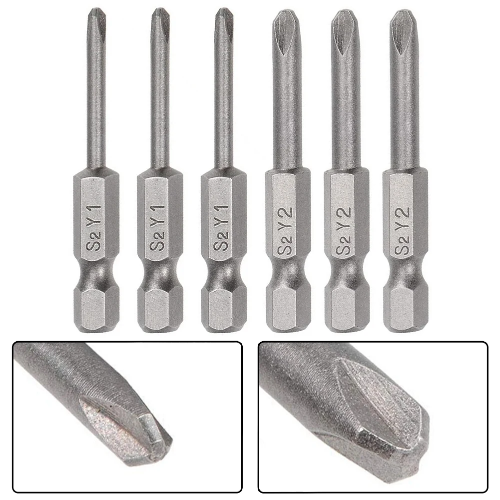

6pcs 50mm Y Shaped Screwdriver Bits 1/4” Hex Shank Y Tip Head Screwdriver Bits Set Y1 Y2 Screwdriver Bits For Y Type Screws Bit