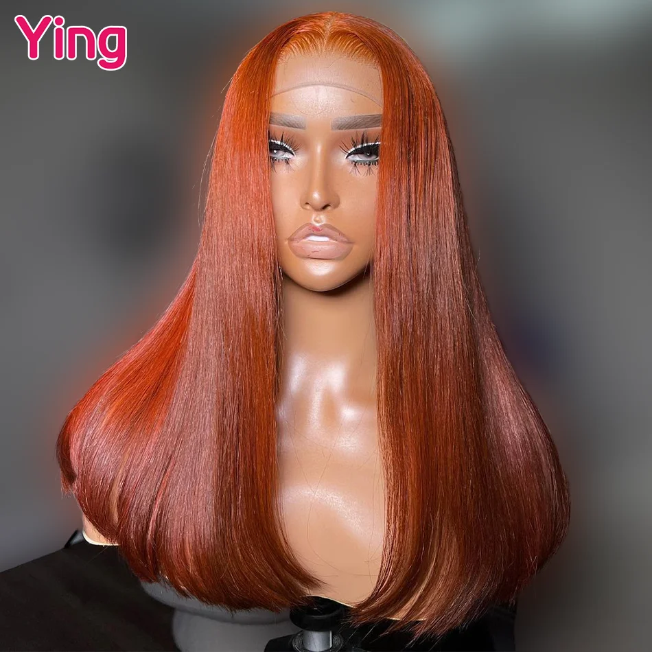 Ying Giner Orange Omber 13x4 Lace Front Wig Human Hair Bone Straight 13x6 Lace Front Wig PrePlucked 5x5 Transparent Lace Wig