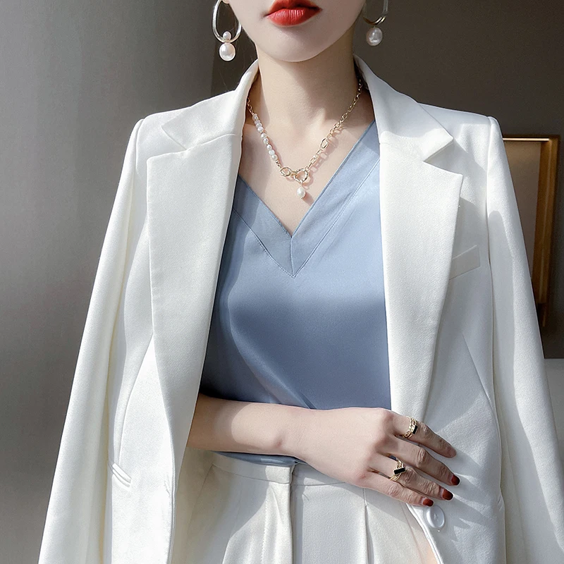 Кружевная шелковая майка с v-образным вырезом женская внутренняя одежда летняя