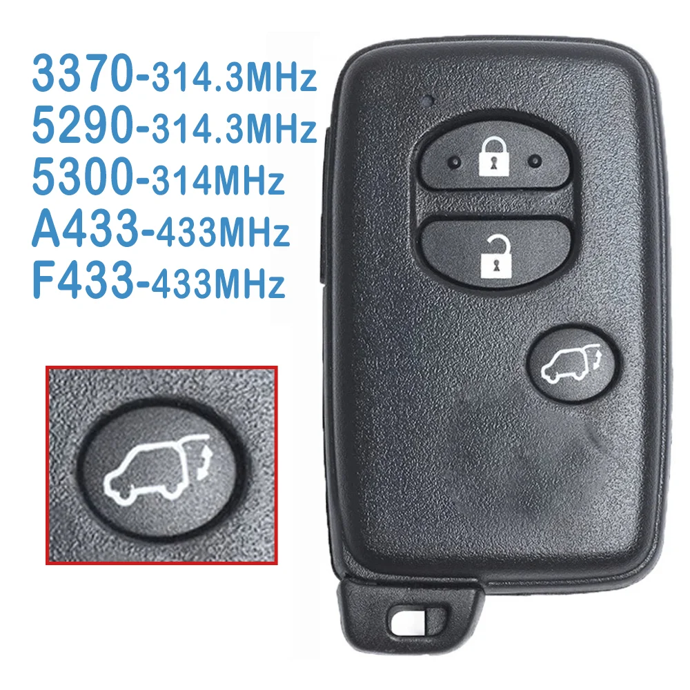 

271451-3370/5300/5290 F433/A433 3B Smart Remote 314/314.3/433MHz Replace Car Key For Toyota IQ Vitz Ractis Aqua Corolla Prius