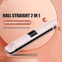 cordless mini hair straightener curler fast warm up thermal hair flat irons negative ion straighting styling tool usb charging