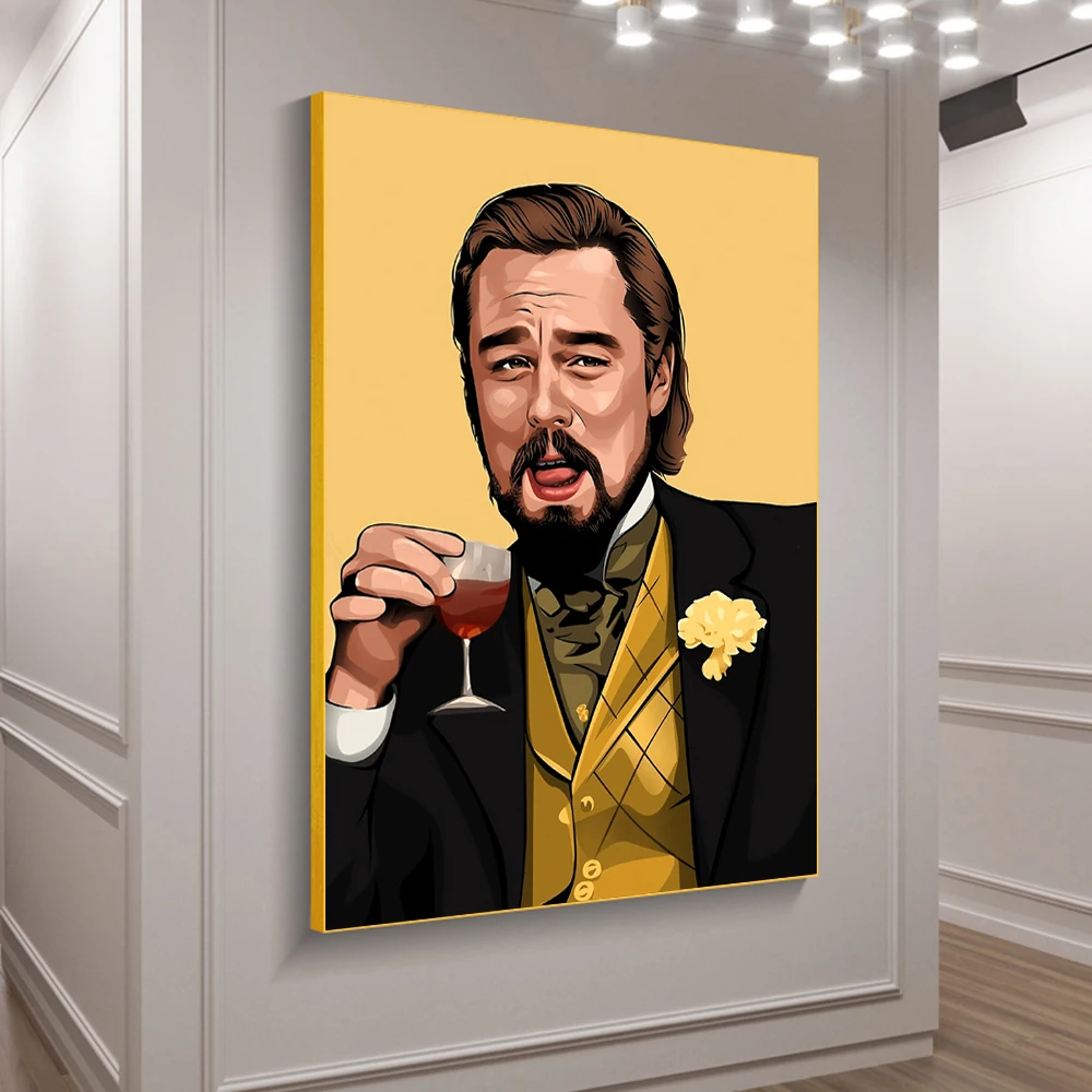 

Calvin Candie Leonardo Laugh Drink Funny Canvas Painting Django Unchained Movie Prints Poster Wall Art Picture For Living Room