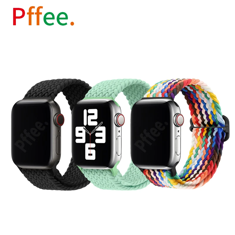 

Pffee Elastic Nylon Straps For Apple Watch 9 8 7 6 SE 5 4 3 2 Watchbands 45mm 41mm 44mm 40mm 38m 42mm