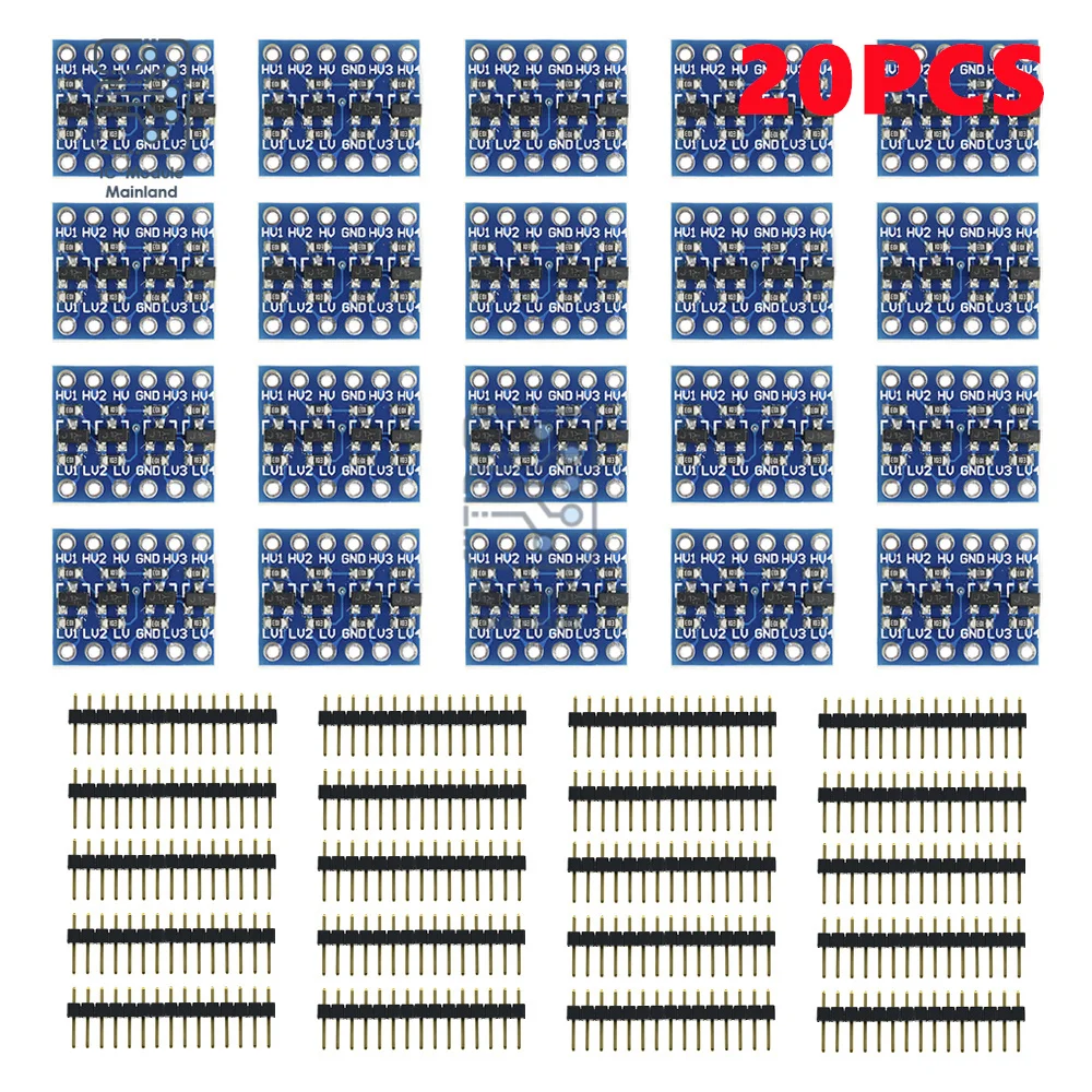 

20Pcs 4 Channel Converter IIC I2C Logic Level Converter Bi-Directional Module 3.3V-5V Interface Transformation + Pin For Arduino