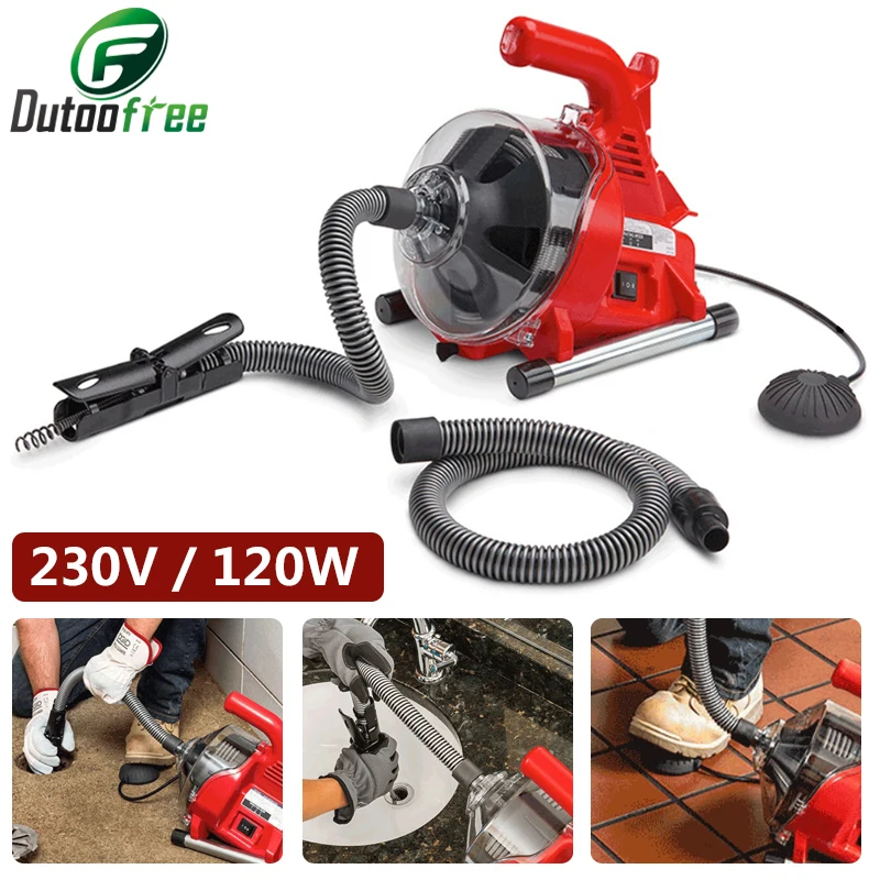 220V 120W Electric Sewer Dredge Automatic Pipe Dredging Machine Home Professional Kitchen Bathroom
