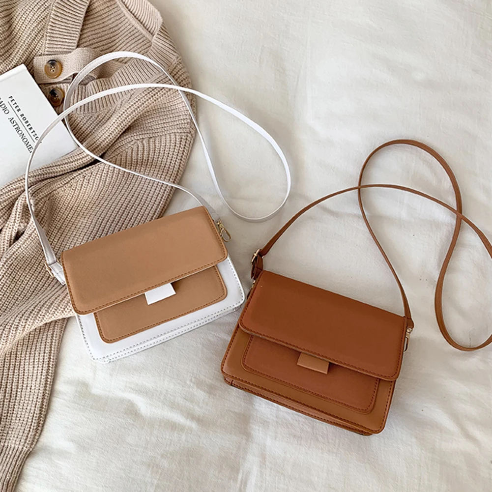 

Women PU Leather Handbags Female Small Square Shoulder Bag Creative Female Small Cover Shoulder Bag Messenger Bag