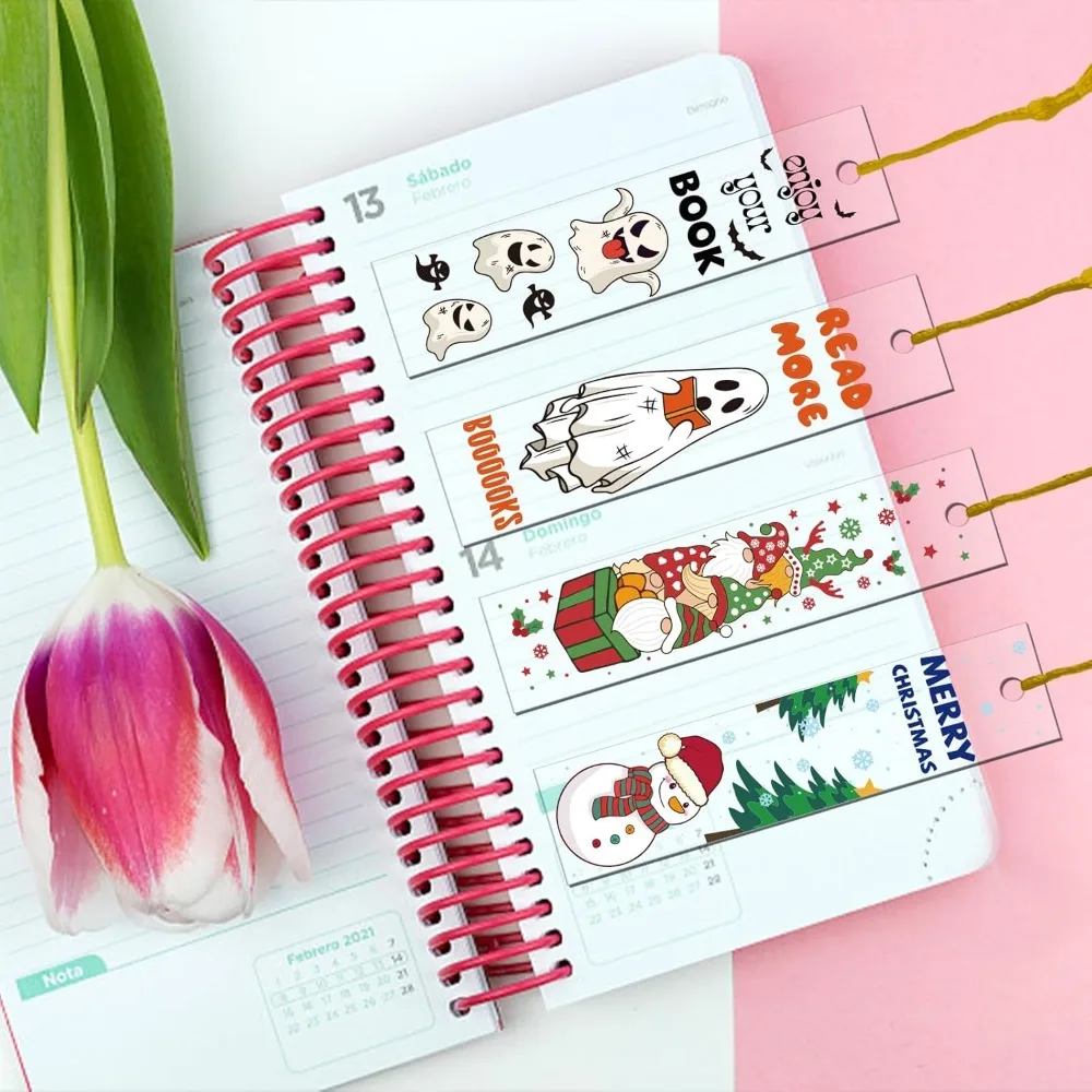 4 комплекта акриловых прессованных закладок на Хэллоуин и Рождество прозрачные