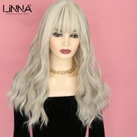 oriane synthetic wigs with bangs for women long wave natural heat resistant inhair wigs grey blonde lolita cosplay wigs