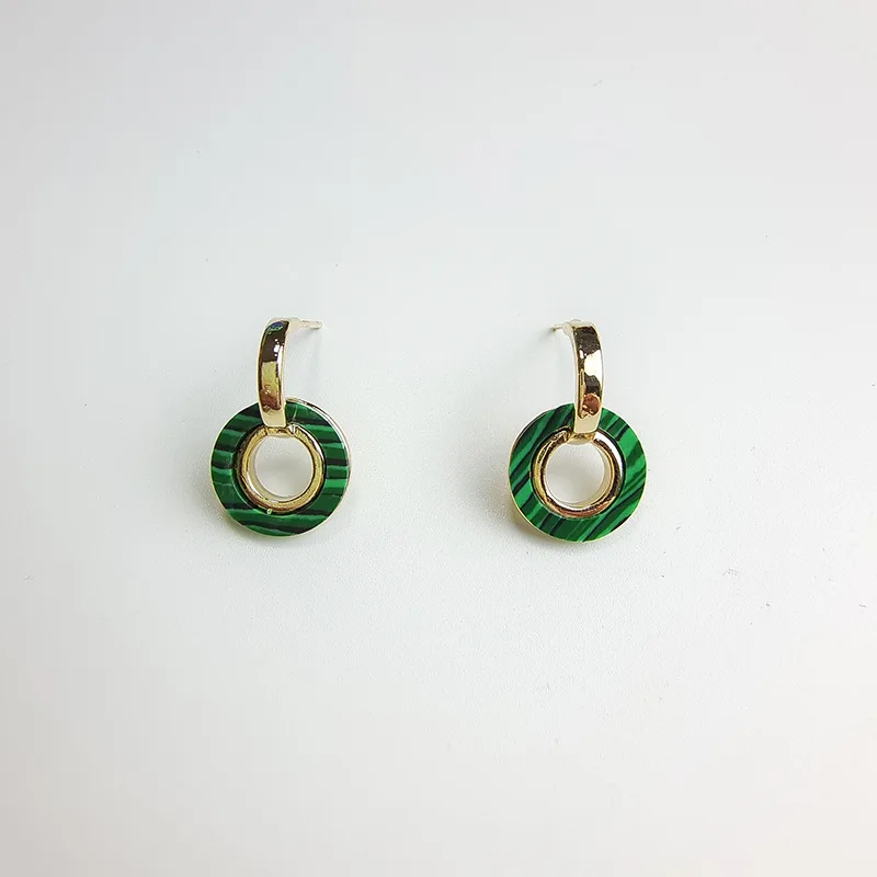 

Emerald Round Earrings Women Fashion Small C-shaped Earrings Personality Simple High Quality Ear Accessories Wholesale
