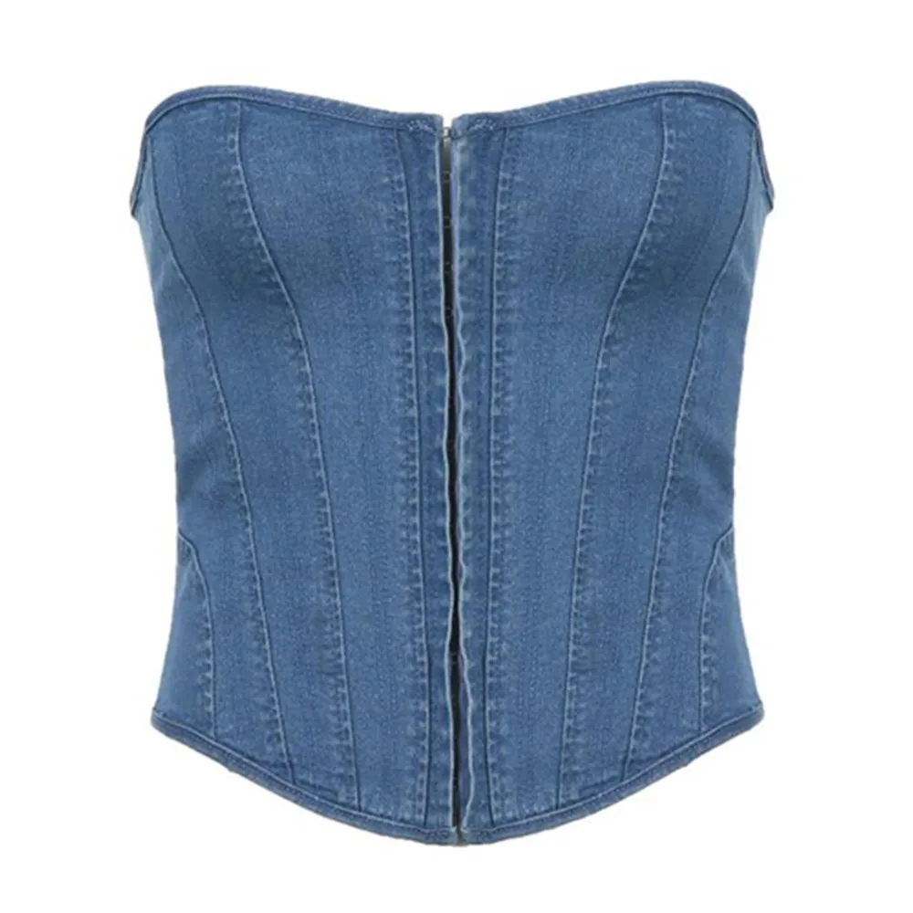 

Gothic Sexy Girl Denim Overbust Corset Top Y2K Waist Cincher Slimming Body Shaper Corselete Lingerie Mall Goth Party Clubwear