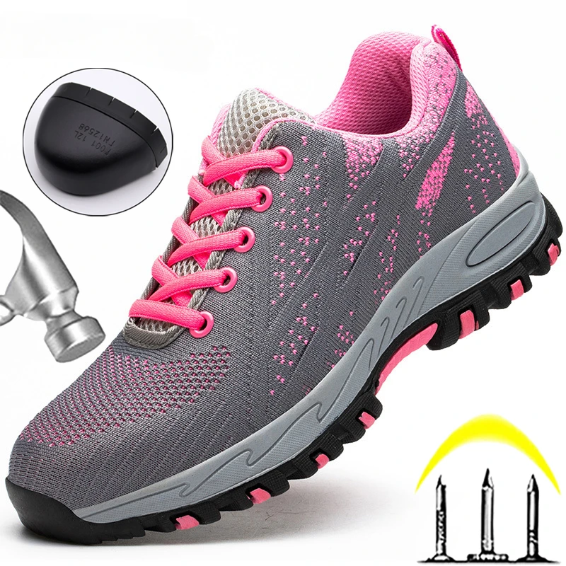 

Work Safety Shoes For Women Men Indestructible Work Sneakers Steel Toe Shoes Puncture-Proof Protective Shoes Women Work Boots