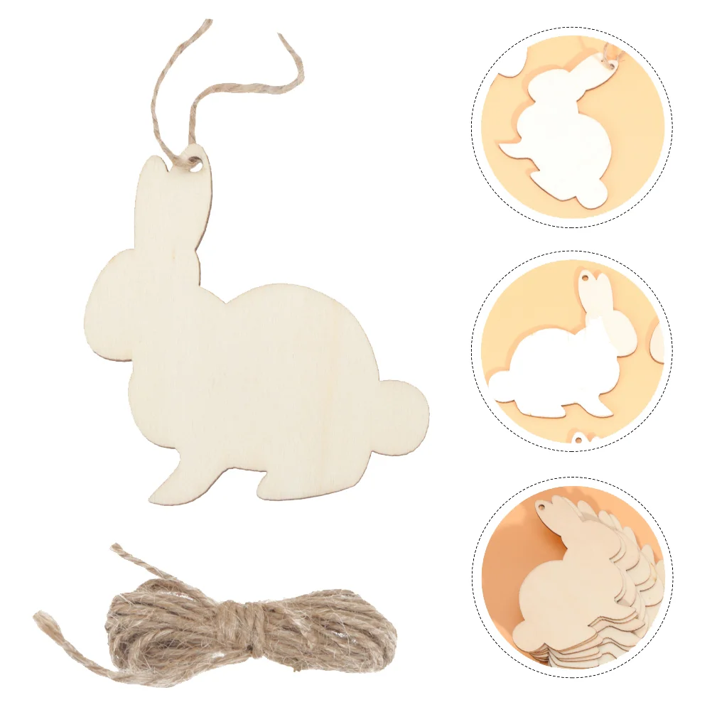 

Wooden Crafts Easter Decorative Wares Lovely Diy Supplies Rabbit Shape Pendants