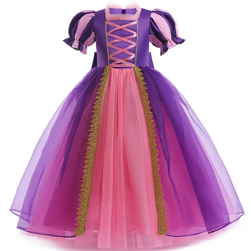 

2023 New Cosplay Baby Girls Princess Dress Costume Puff Sleeve Bowknot Mesh Halloween Carnival Kids Birthday Vestidos 3 5 8 10 Y