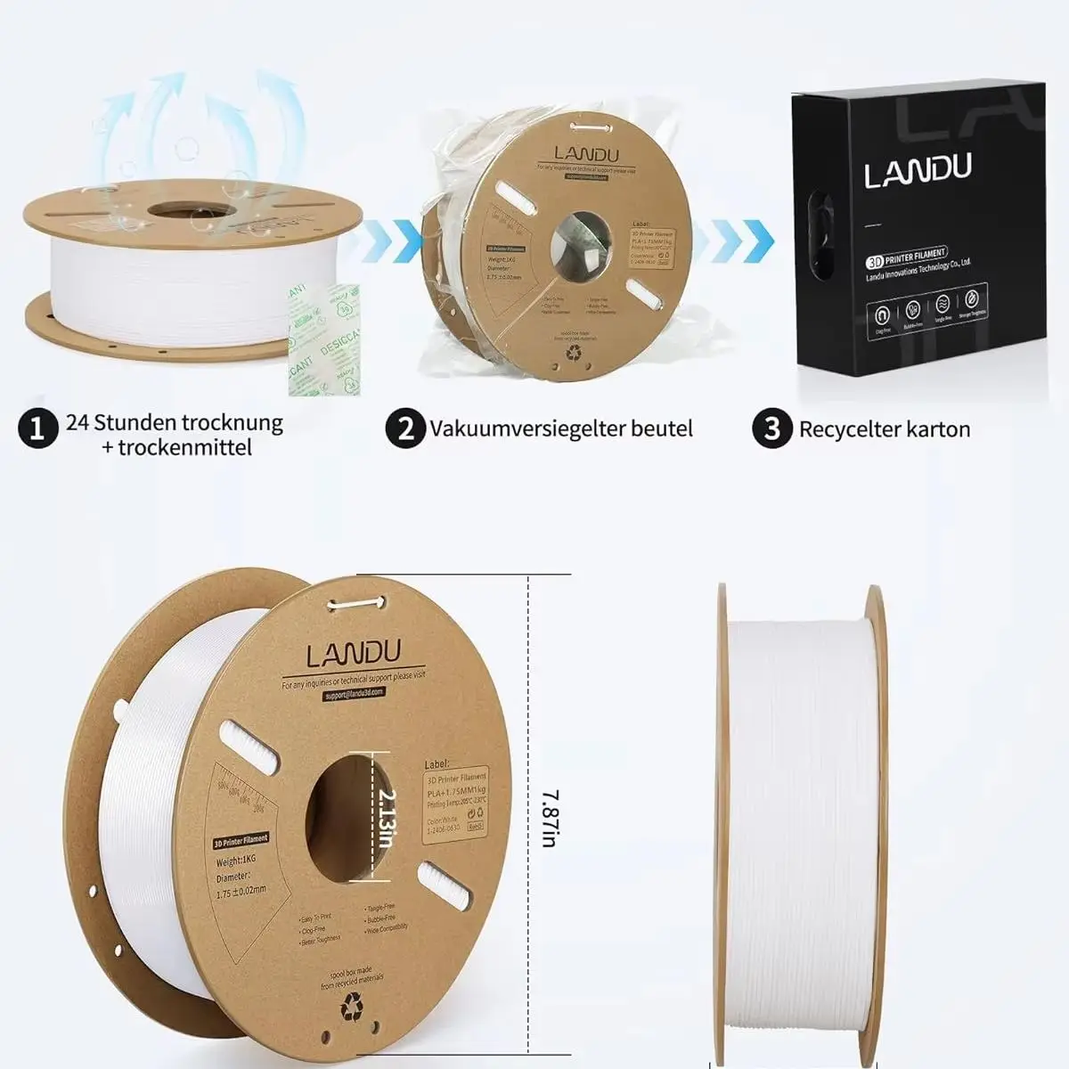 Филамент LANDU PLA PRO для 3D-принтеров, высокоскоростной, аккуратно намотанный, без спутываний, 1.75 мм, 1 кг, для FDM 3D-печати (art.: 3920dcabe5ef5) - 3920dcabe5ef5