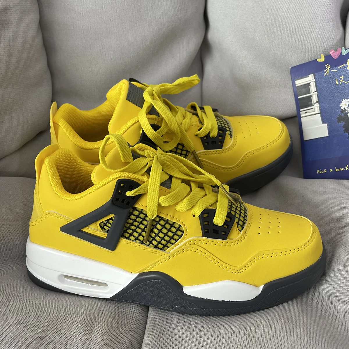 Обувь для папы Ins Модная брендовая женская желтая мужская обувь Кроссовки на