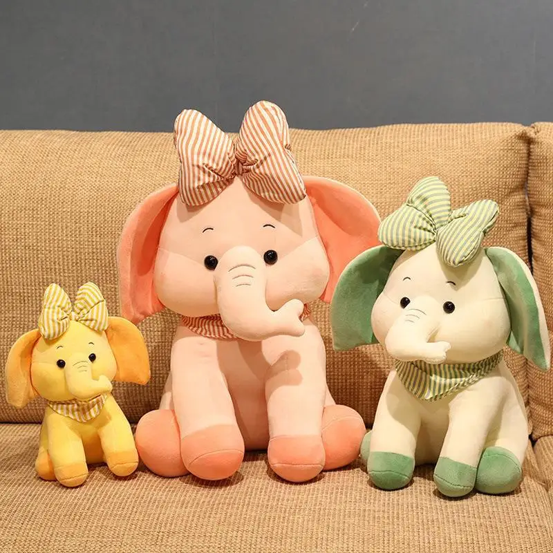 

Милый маленький слон, плюшевая игрушка, 25-45 см, слон, кукла с бантом, детское успокоение, детский подарок на день рождения
